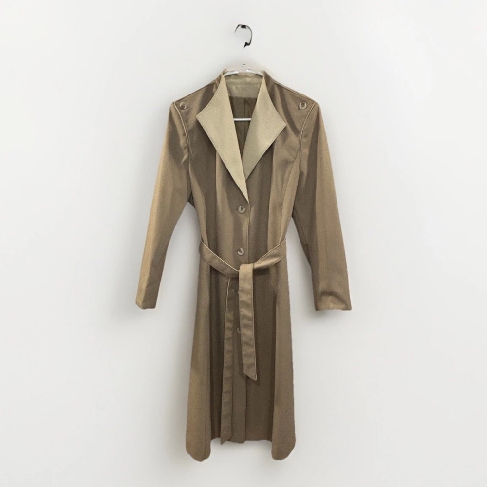 Vintage BONDERS 1960’s Classic Tan Trench Coat Jacket S/M Longline Made‎ in USA - Picture 2 of 10